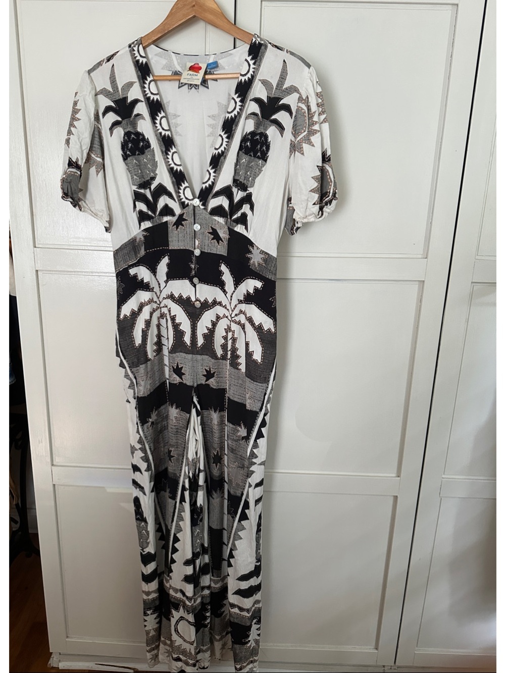Rio x Anthropologie Sun Palm Tree Tropical Puff-Sleeve
Jumpsuit size XL - Picture 4 of 14